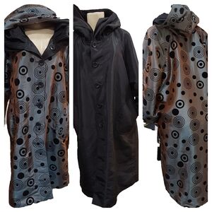 Stylish Black and Gray Polka Dot Coat